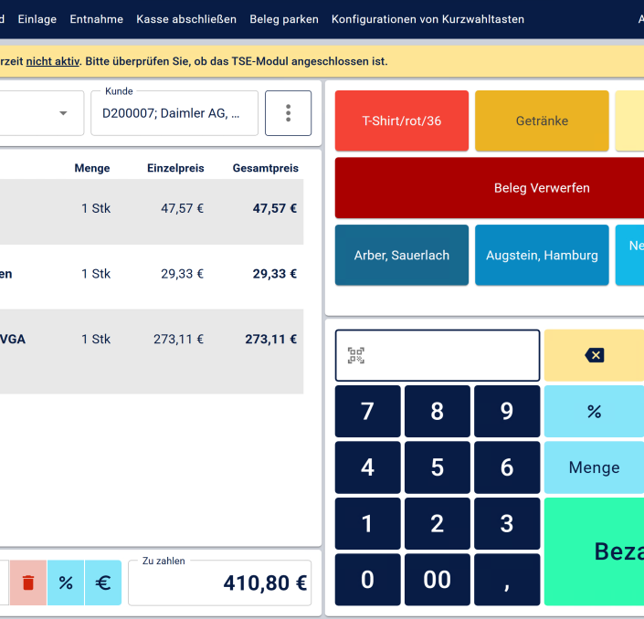 Kasse.next - Positionserfassung